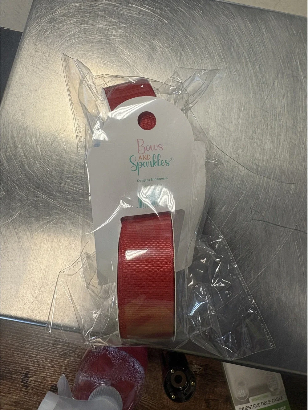 Bows and Sparkles Red Grosgrain Ribbon Spool